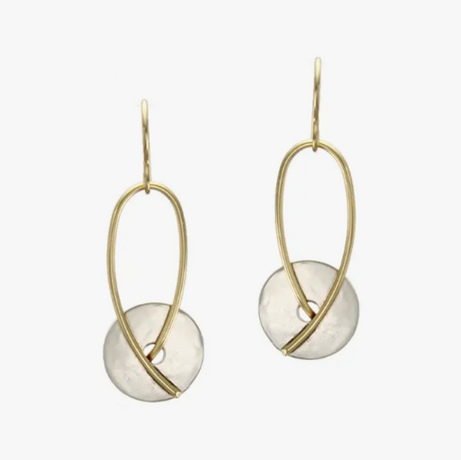 Earrings - Disc and Loop in Brass and Sterling - MB