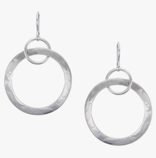 Earrings - Large Wide Ring with Interlocking Thin Ring - MB