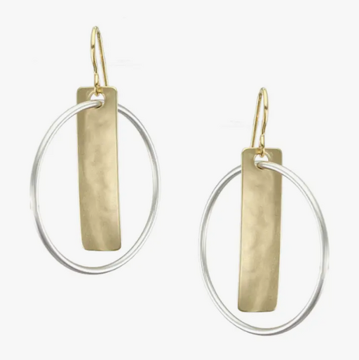 Earrings - Rectangle with Interlocking Ring - MB