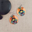 Earrings - Small Circles - Alcohol Ink - Blue/Brown - CAJ