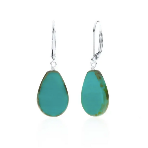 Earrings - Colorful Glass Teardrops - Turquoise
