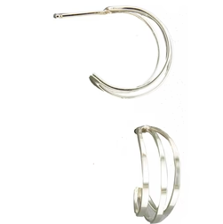 Earrings - Sterling Silver - Triple Wire C Post - P4-SS