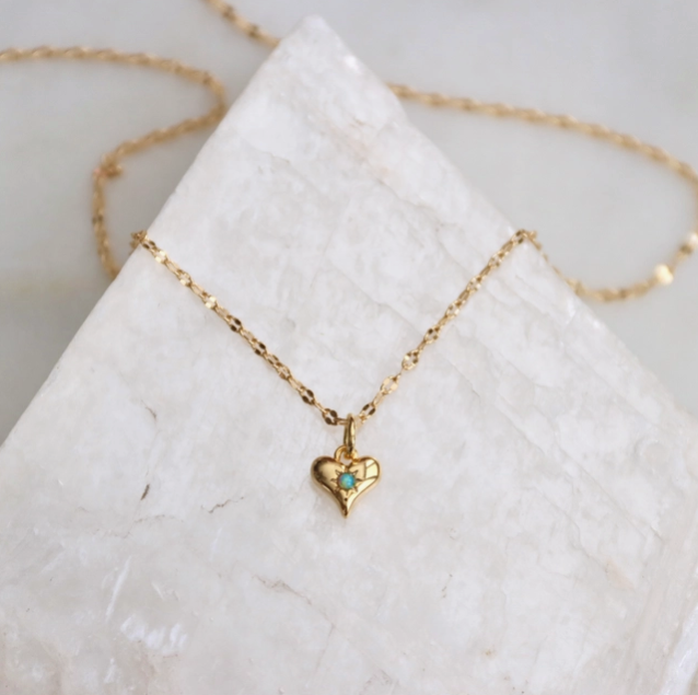 Necklace - Little Opal Heart - Gold - MB