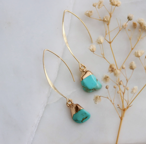 Earrings - Turquoise Nugget Drop - MB