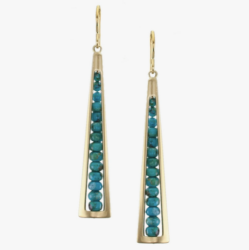 Earrings - Long Cutout with Turquoise Bead Stack - MB