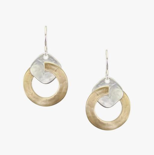 Earrings - Small Ring with Rounded Square - MB