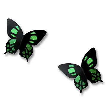 Earrings - Green Malachite Butterfly Post - 1909