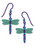 Earrings - Green and Purple Dragonfly with Beaded Tail - 2066