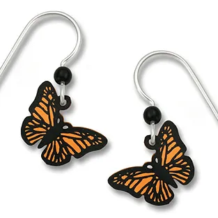Earrings - Hand-Painted Orange Monarch Butterfly - 1312