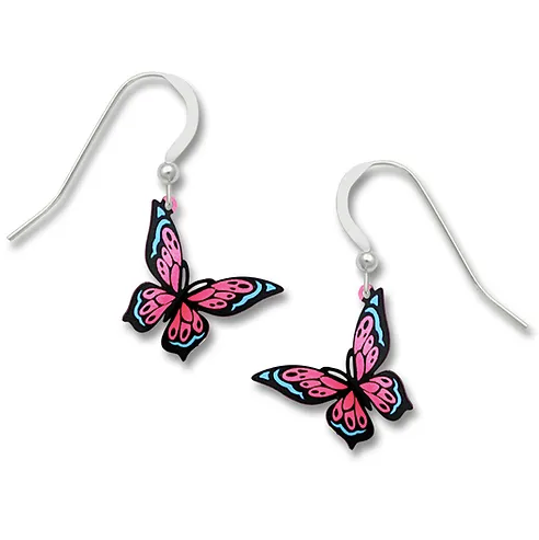 Earrings - Pink and Blue Fantasy Butterfly - 1871