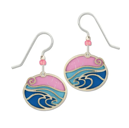 Earrings - Blue and Pink Waves - 8098