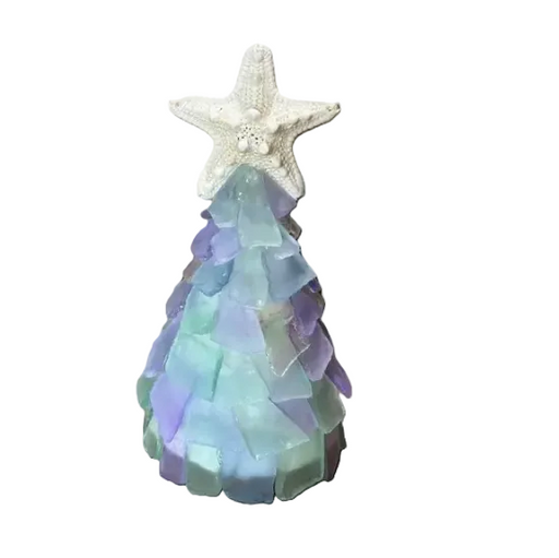 3D Seaglass Christmas Tree - 6” with Fairy Lights - Mermaid
