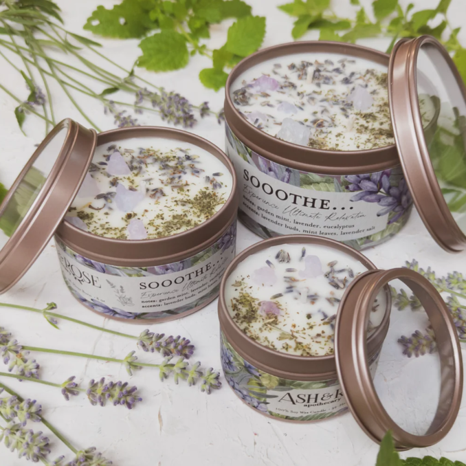 Candle - Soothe - Mint, Lavender Salt, and Lavender Suds - 16oz