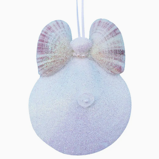 Ornament - White Sun Moon with Telina Wings Seashell Angel