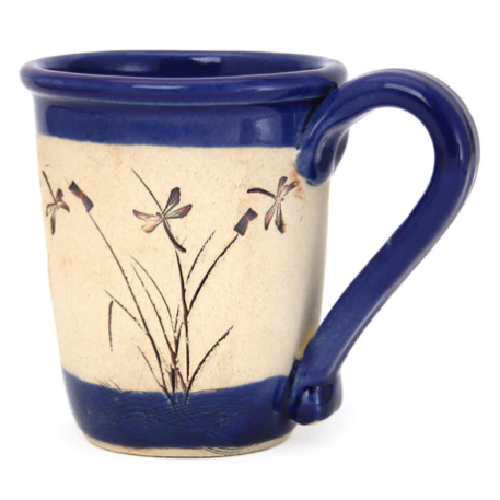 Mug - Hand-Etched Wildlife - Dragonfly - Cobalt - 16oz