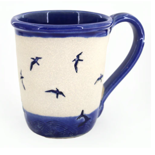 Mug - Hand-Etched Wildlife - Gulls - Cobalt - 16oz