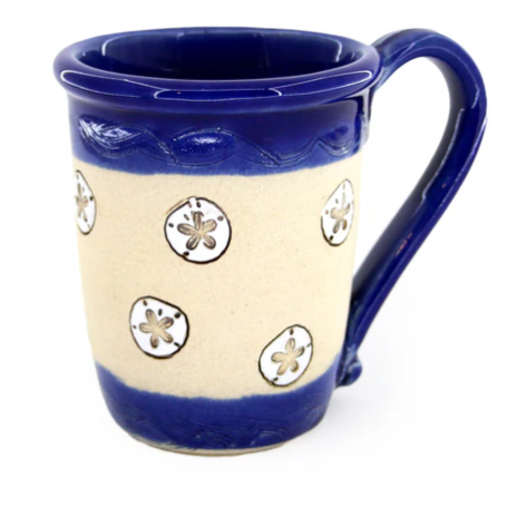 Mug - Hand-Etched Wildlife - Sand Dollars - Cobalt - 16oz