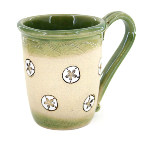 Mug - Hand-Etched Wildlife - Sand Dollars - Sea Green - 16oz