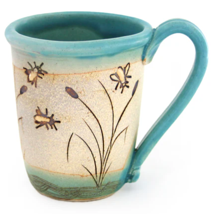 Mug - Hand-Etched Wildlife - Bees - Caribbean Blue - 16oz