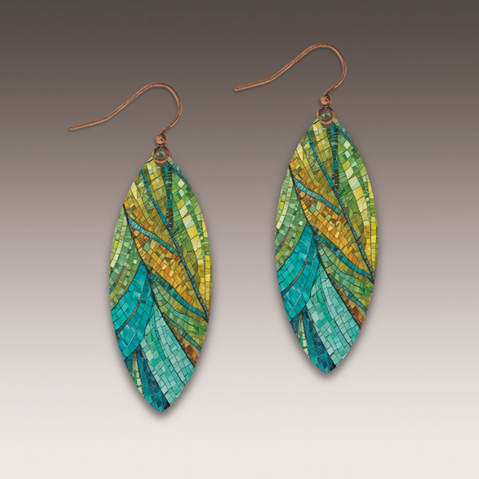 Dunes Mosaic Leaf Point Handmade Earrings