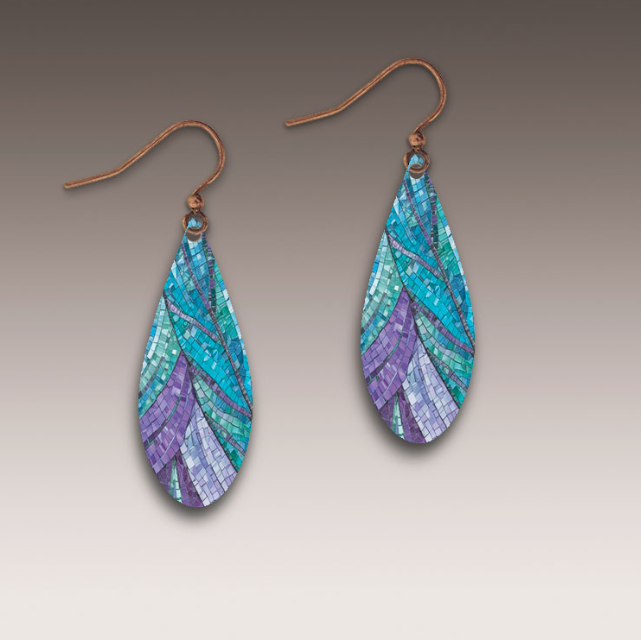 Peacock Mosaic Dew Drop Handmade Earrings