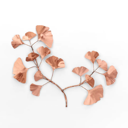 Small Ginkgo Branch Wall Art - Polished Copper - HCF