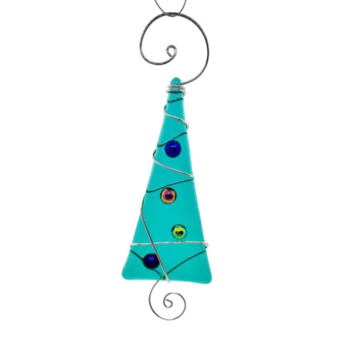 Ornament - Candy Tree with Dichroic Dots - Classic - Aqua