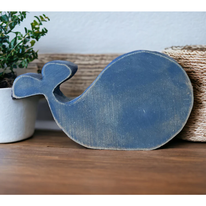 Rustic Wood Whale - Painted