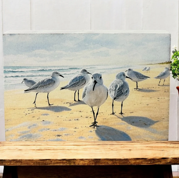 Wood Sign - Sandpipers on the Beach