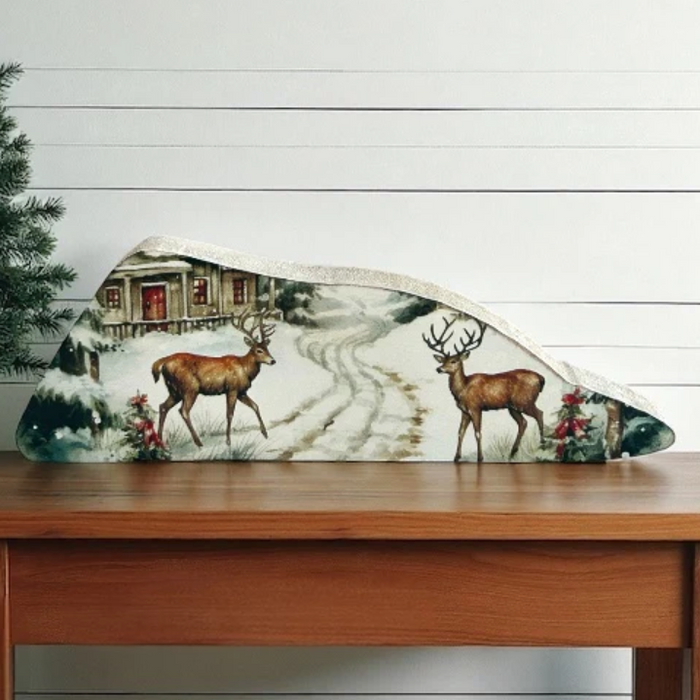 Wood Sign - Winter Deer - IC