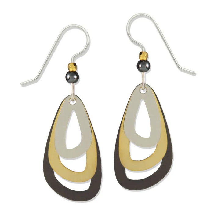 Earrings - 3 Part IR, GP, and Hematite Rings