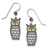 Earrings - Hematite Owl with Topaz Eyes - 1715