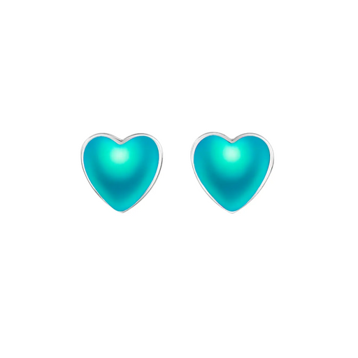 Earrings - Heart Stud - Frosted Aqua