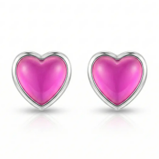 Earrings - Heart Stud - Frosted Pink