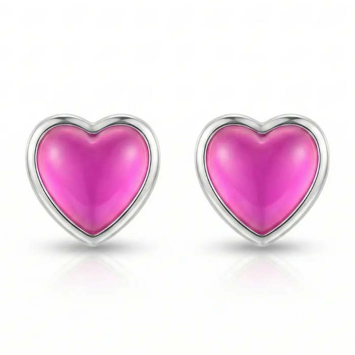 Earrings - Heart Stud - Frosted Pink
