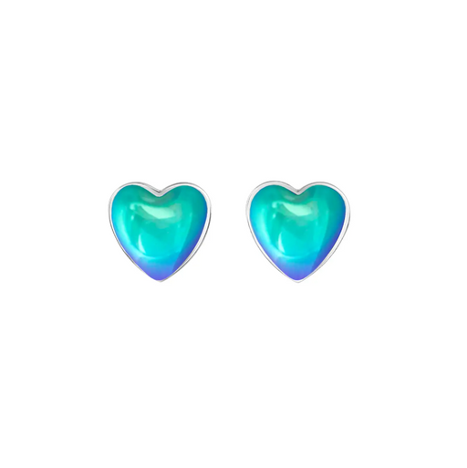 Earrings - Heart Stud - Polished Aqua