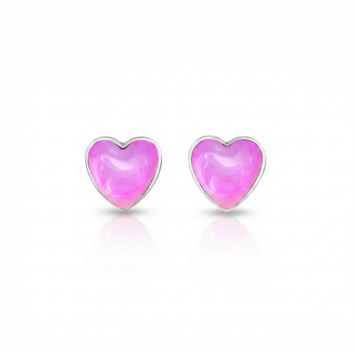 Earrings - Heart Stud - Polished Pink