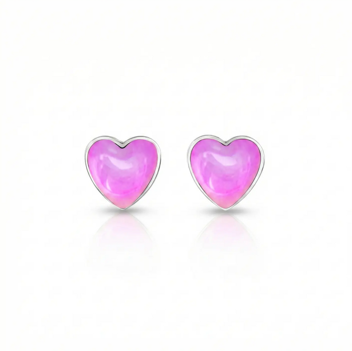 Earrings - Heart Stud - Polished Pink