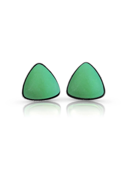 Earrings - Triangle Stud - Frosted Green