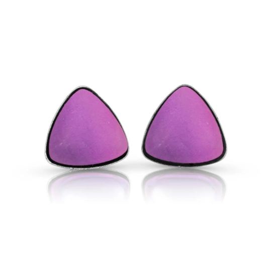 Earrings - Triangle Stud - Frosted Pink