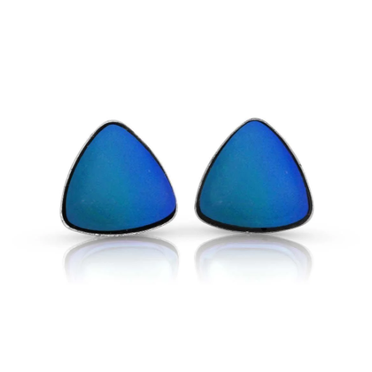 Earrings - Triangle Stud - Frosted Blue