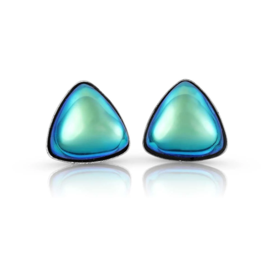 Earrings - Triangle Stud - Polished Green