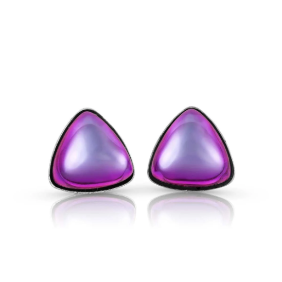 Earrings - Triangle Stud - Polished Pink
