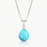 Necklace - Drop Pendant with Polished Aqua Crystal - Extra Small - PEN-020-PA