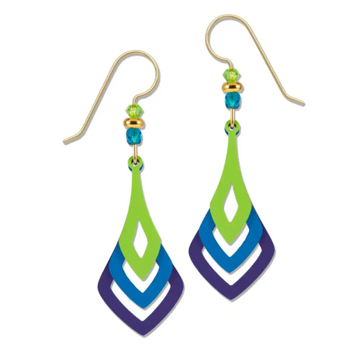 Earrings - 3 Part Blues and Greens Drop