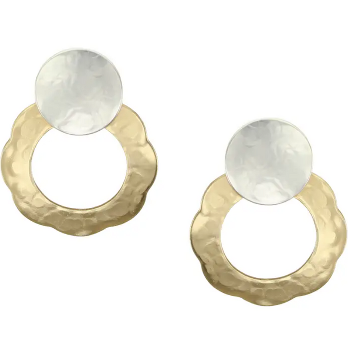 Earrings - Disc with Petal Ring Post - MB