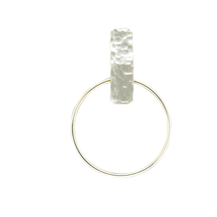 Hammered Bar Dangling Circle Post Earring - SS