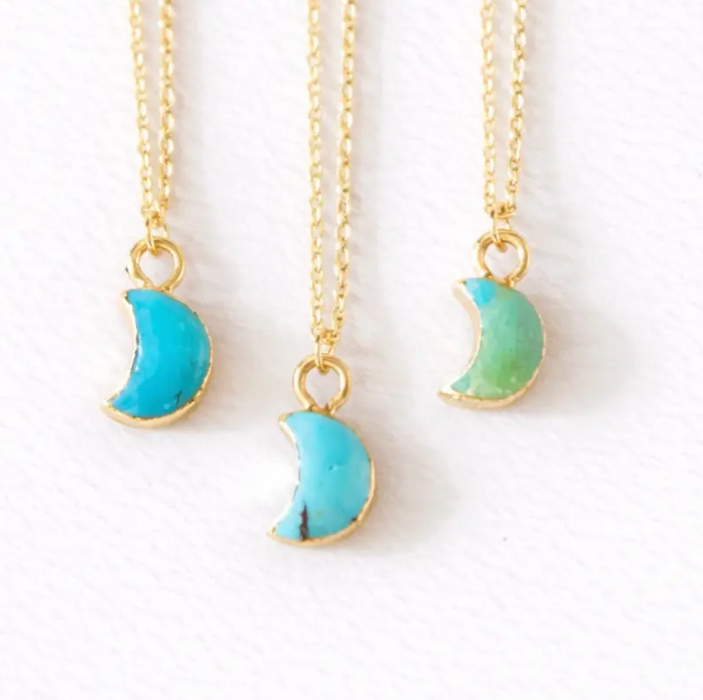 Necklace - Tiny Turquoise Moon Necklace - MB
