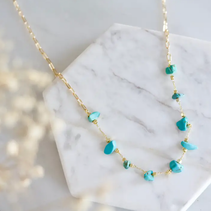 Necklace - Turquoise Nugget Paperclip - MB