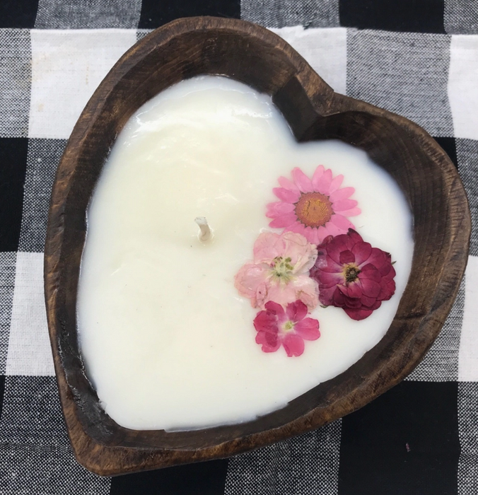 Candle - Heart Dough Bowl - Flowers